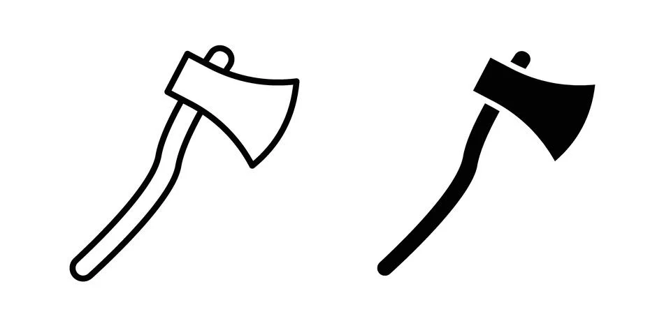 Axe icon silhouette vector set. thin line pack イラスト素材