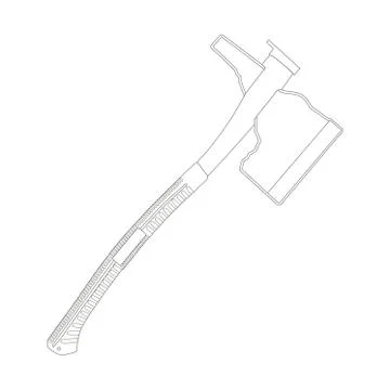 Axe isolated on a white background. Line art. Stockillustratie
