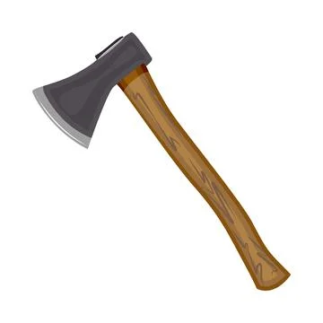 Axe isolated on white background. Metal ax with handle made of wood. Stock Illustration