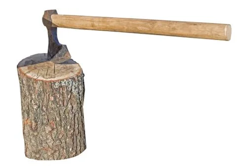 Axe in a log Stock Photos
