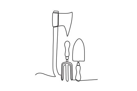 An axe, pitchfork, and spade Stock Illustration