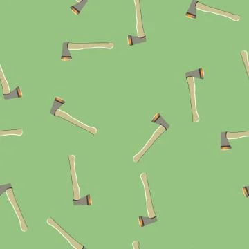 Axe seamless pattern on Green background. Illustrazione stock
