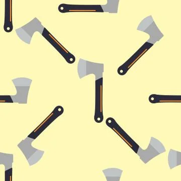 Axe seamless pattern lumberjack wood blade equipment work handle metal イラスト素材