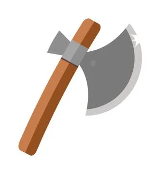 Axe steel isolated and sharp axe cartoon weapon icon Illustrazione stock