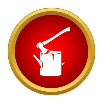 Axe stuck in tree stump icon concept Stock Illustration