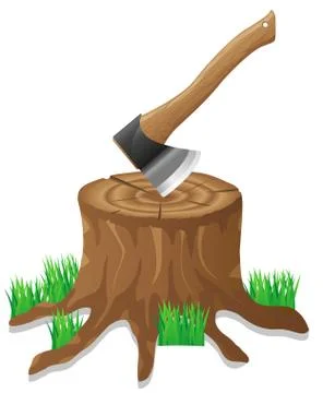 Axe in the stump illustration Illustrazione stock