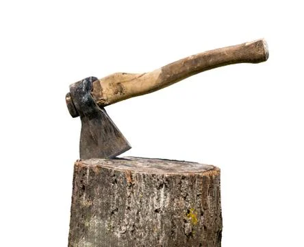 Axe on stump Stock Photos