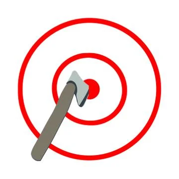 Axe in the target, red lines, white background. Stock Illustration