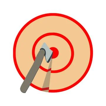 Axe in target on white background Stock Illustration