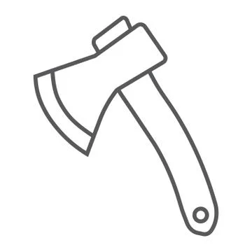 Axe thin line icon, tool and tomahawk, ax sign, vector graphics, a linear Ilustración de archivo
