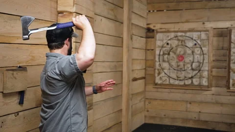 Axe Throwing Stock Footage 243215378