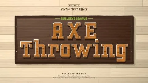 Axe Throwing Orange Plank Text Effect with Nail Heads on Dark Board Stock Illustration