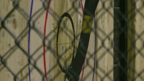 Axe Throwing at Wood Target in Slow Motion Stock Footage 93533429