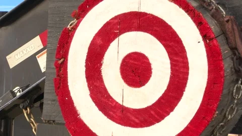 Axe Thrown at Target Stock Footage 249083001