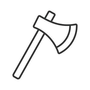 Axe tool icon in line design. Axe, tool, wood, lumberjack, cutting, forest Stock Illustration
