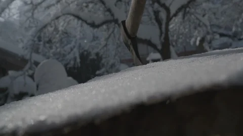 Axe in a wood trunk during winter 動画素材 99604979
