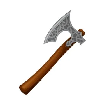 Axe with Wooden Handle and Sharp Blade as Norway Attribute Vector Illustration Stock Illustration