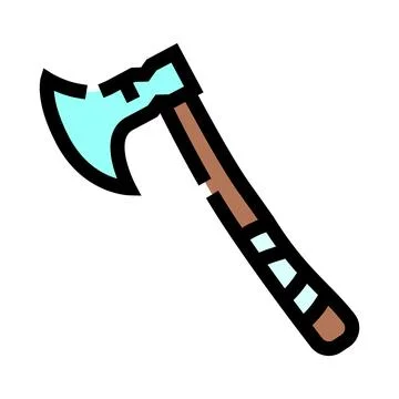 Axe with wooden handle and sharp blade Illustration