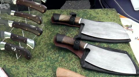 Axes, knives Stock Footage 43057733