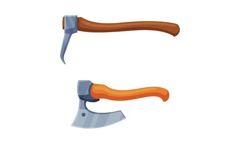Axes for wood processing and carpentry cartoon vector illustration Stock Illustration