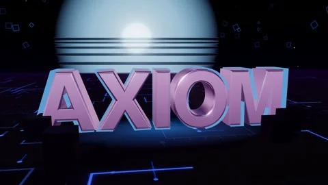 AXIOM Neon Grid 3D Tech Typography on Circuit Board Loop Stock Footage 345417475