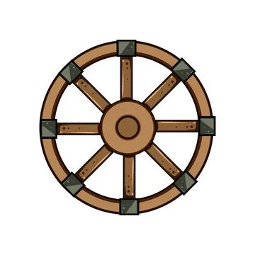 Axle wheel ancient cartoon vector illustration Stock Illustration