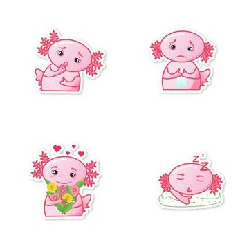 Axolotl stickers Stock Illustration