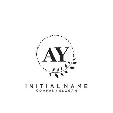 AY Initial handwriting logo design Stock Illustration
