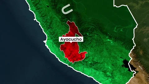 Ayacucho region highlighted on animated map of Peru motion footage Stock Footage 343487235