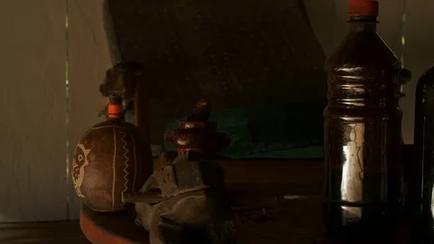 Ayahuasca Bottle. Elements from a Shaman Stock Footage 80413700