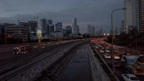 Ayalon evening traffic hyper-lapse Stock Footage 108837101