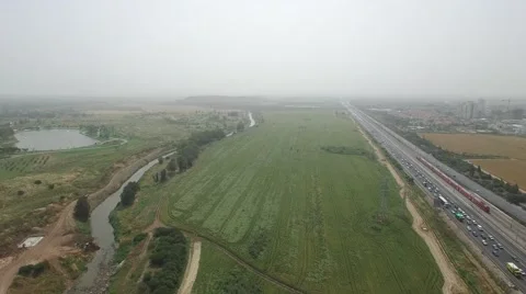 Ayalon Valley - Agricultural fields between Ayalon River and Route one (Israel) 스톡 동영상 67487930
