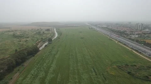 Ayalon Valley - Agricultural fields between Ayalon River and a highway (Israel) 스톡 동영상 67488413