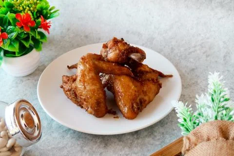 Ayam Goreng Ketumbar - Coriander Herbs Fried Chicken Stock Photos