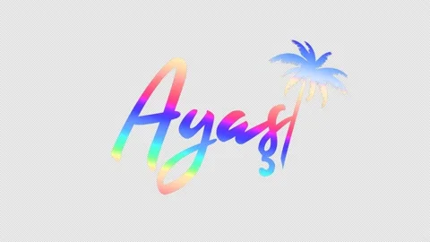 Ayas. Multicolor gradient bright contrast inscription. Alpha channel. Video stock 152752244