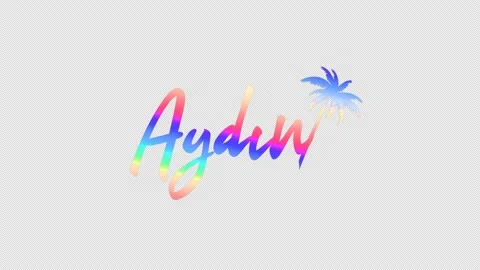 Aydin. Animated text, palm tree. 4K, Transparent Alpha channel. Stock Footage 157649627