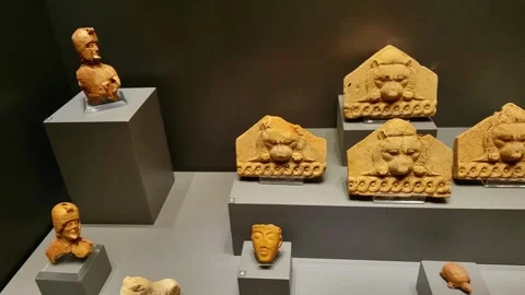 Aydin Archaeological Museum.The Museum contains statues, tombs, Stock Footage 290790153