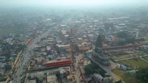 Ayodhya City Aerial view Shri Ram Mandir... | Stock Video | Pond5