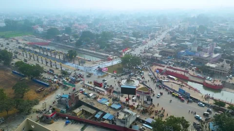 Ayodhya City Aerial view Shri Ram Mandir... | Stock Video | Pond5