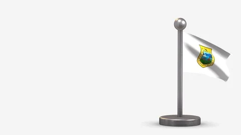 Aysen 3D waving flag animation on tiny flagpole. Stock Footage 120788341