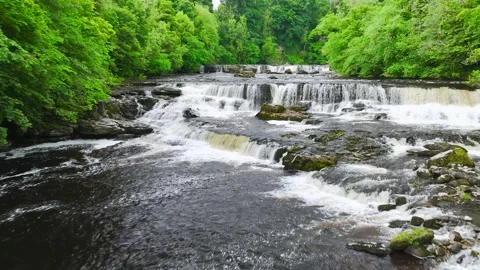 Aysgarth Falls on River Ure, Yorkshire Dales National Park, North Yorkshire, UK Stock Footage 277304565