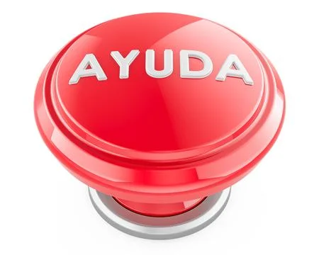 AYUDA red push button, Spanish for help. 3D rendering Stock Illustration