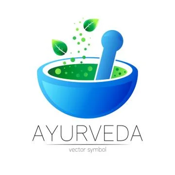 Ayurvedic Creative vector logotype or symbol. Mortar and pestle concept for Stock Illustration