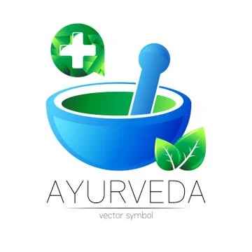 Ayurvedic Creative vector logotype or symbol. Mortar and pestle concept for Stock Illustration