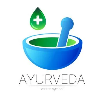 Ayurvedic Creative vector logotype or symbol. Mortar and pestle concept for Stock Illustration