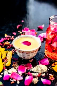 Ayurvedic face pack to reduce or to decrease the chance of wrinkles, pimples, Stock Photos