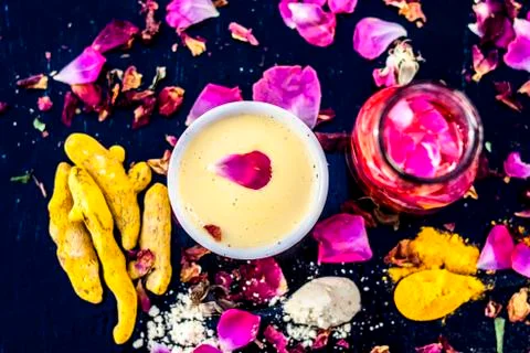 Ayurvedic face pack to reduce or to decrease the chance of wrinkles, pimples, Stock Photos