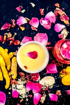 Ayurvedic face pack to reduce or to decrease the chance of wrinkles, pimples, Stock Photos