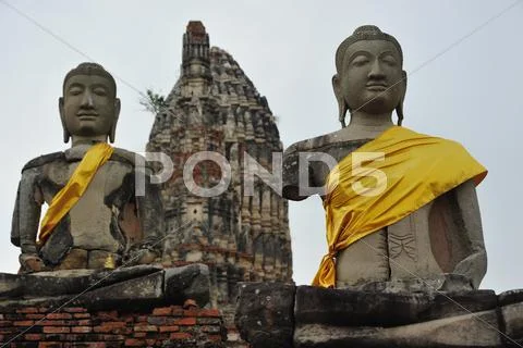 Ayutthaya Buddha Statues Stock Photos