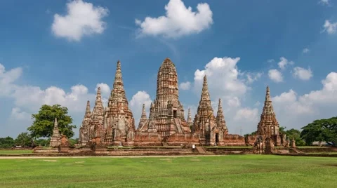 Ayutthaya Historical Park timelapse, Ayutthaya, Thailand, 4K Time lapse Stock Footage
